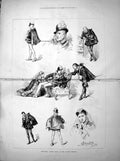 Original Old Antique Print 1876 Tennyson Queen Mary Lyceum Theatre Actors 19th