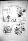 Antique Old Print 1876 Provincial Theatre Scene Orchestra Military Patronage