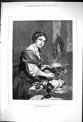 Old 1876 Beautiful Woman Preparing Dinner Lobster Dead Birds Isn'T Th Victorian