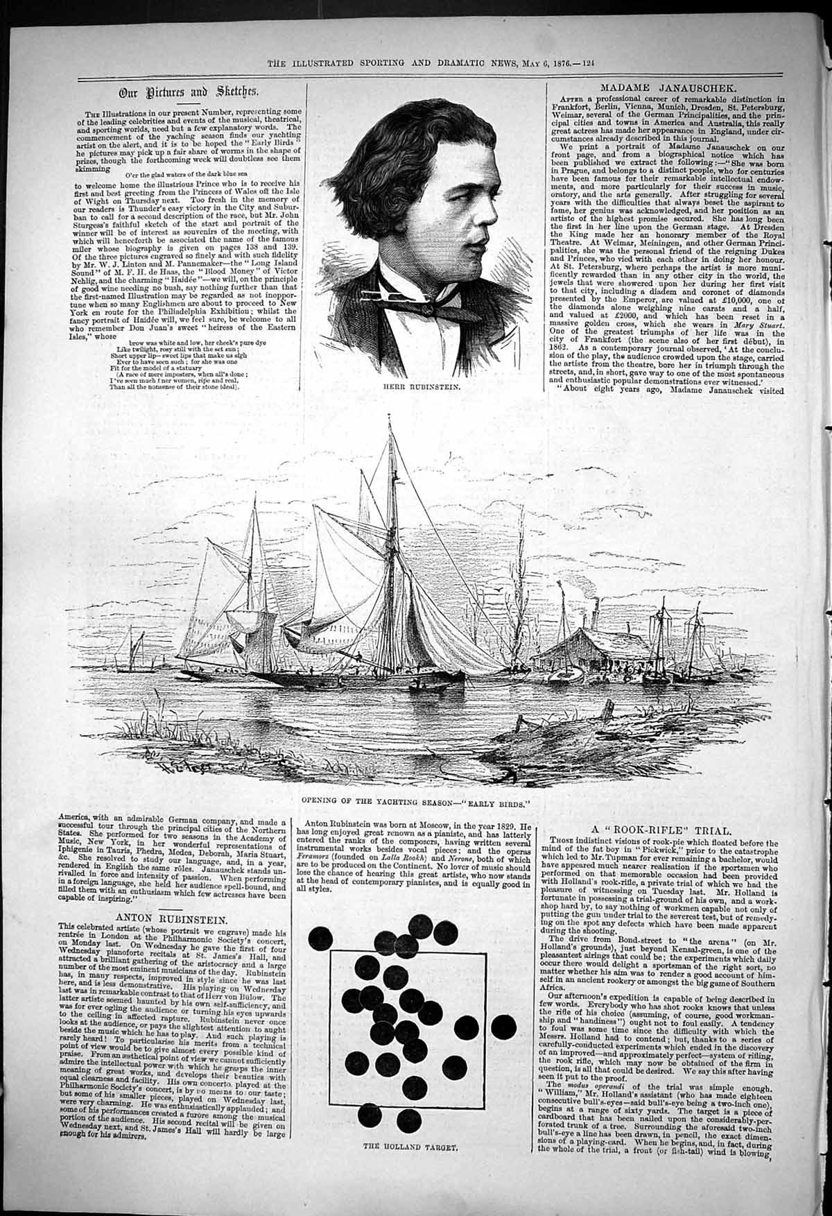 Old 1876 Portrait Herr Rubinstein Opening Yachting Season Boats Holla Victorian
