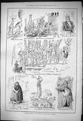Original Old Antique Print 1876 Eccentric Notes Pictures Royal Academy Art 19th