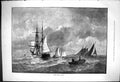 Original Old Antique Print 1876 Long Island Sound Sailing Ships Boats Yachts