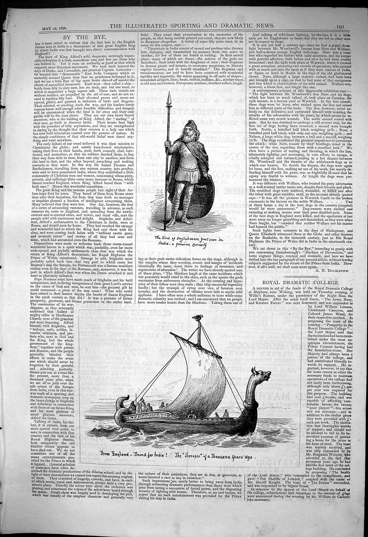 Old 1876 Serapis Thousand Years Ago Boat England India Englishman Arm Victorian