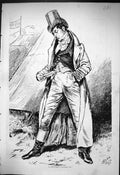 Old Antique Print 1876 Portrait Corinthian Man Cleaned Out Empty Pockets 19th