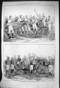 Old Print 1876 Sport Polo Munnipoor Calcutta Club India Munnipoories Team 19th