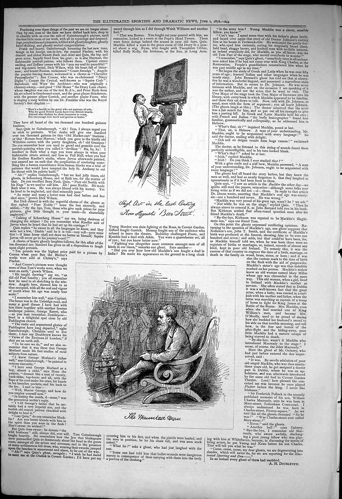 Old 1876 Haunted Man Sitting Chair Ghosts Man Art Painting Street Sig Victorian