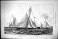 Old Print 1876 Royal London Yacht Club Sailing Rounding Nore Light Vessel 19th