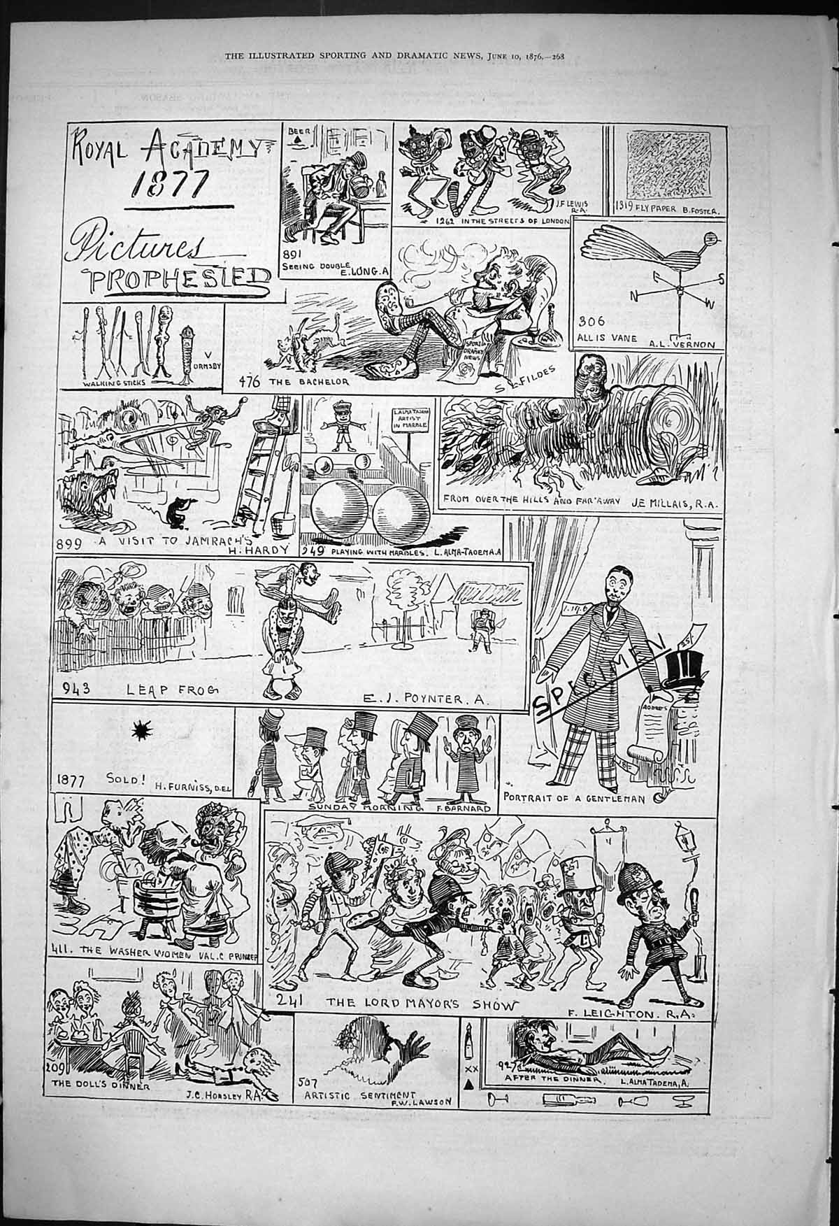 Old 1876 Royal Academy Art Pictures Prophested Alma Tadema Lord Mayor Victorian