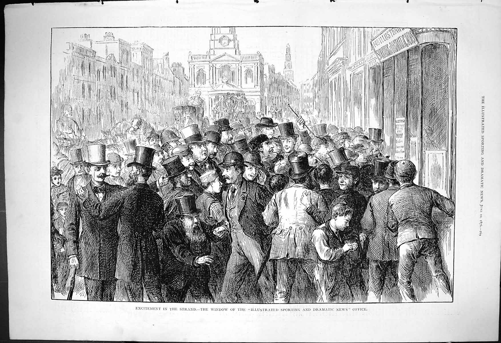 Old 1876 Excitement Strand Window Illustrated Sporting Dramatic News Victorian