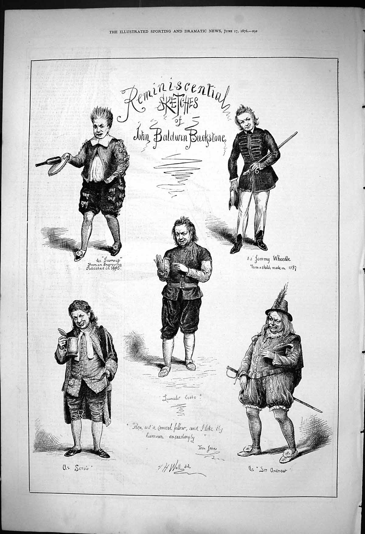Old 1876 Reminiscential Sketches Baldwin Buckstone Theatre Andres Jem Victorian