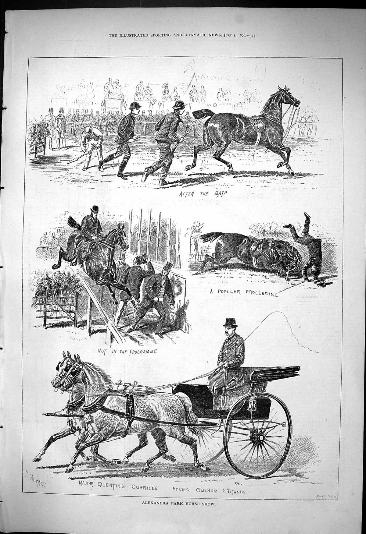 Old 1876 Alexandra Park Horse Show Major Quentin Curricle Ponies Ober Victorian