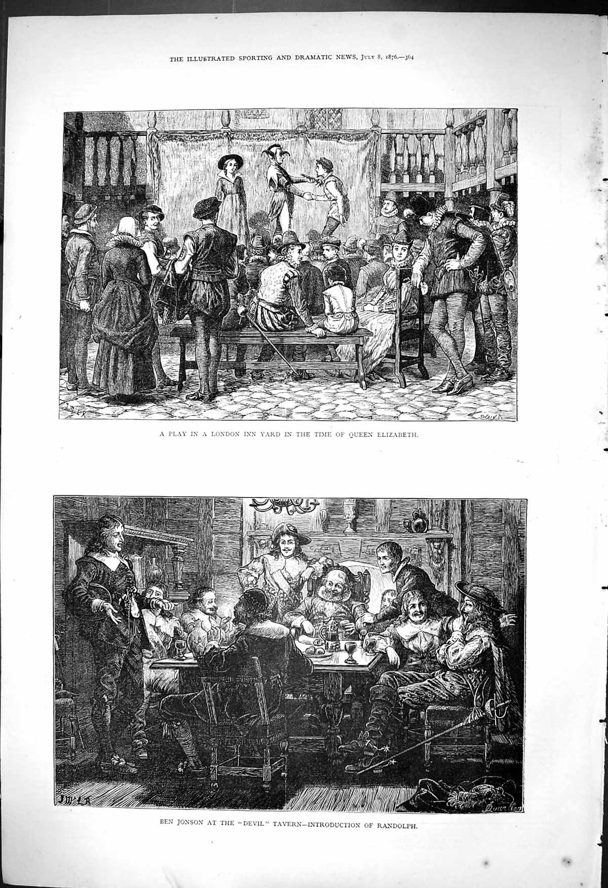 Old 1876 Play London Inn Yard Queen Elizabeth Ben Johson Devil Tavern Victorian