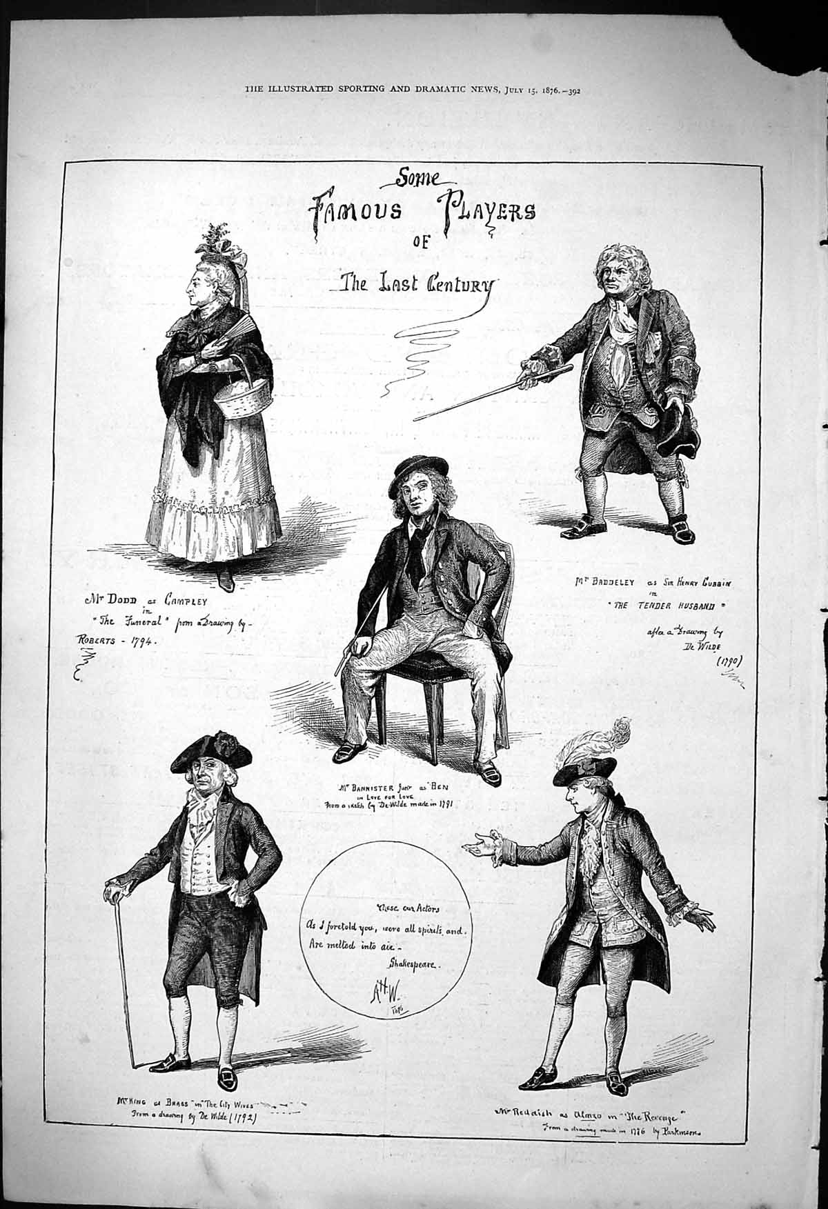 Old 1876 Famous Players Bannister Dodd Campley Baddeley Reddish Brass Victorian