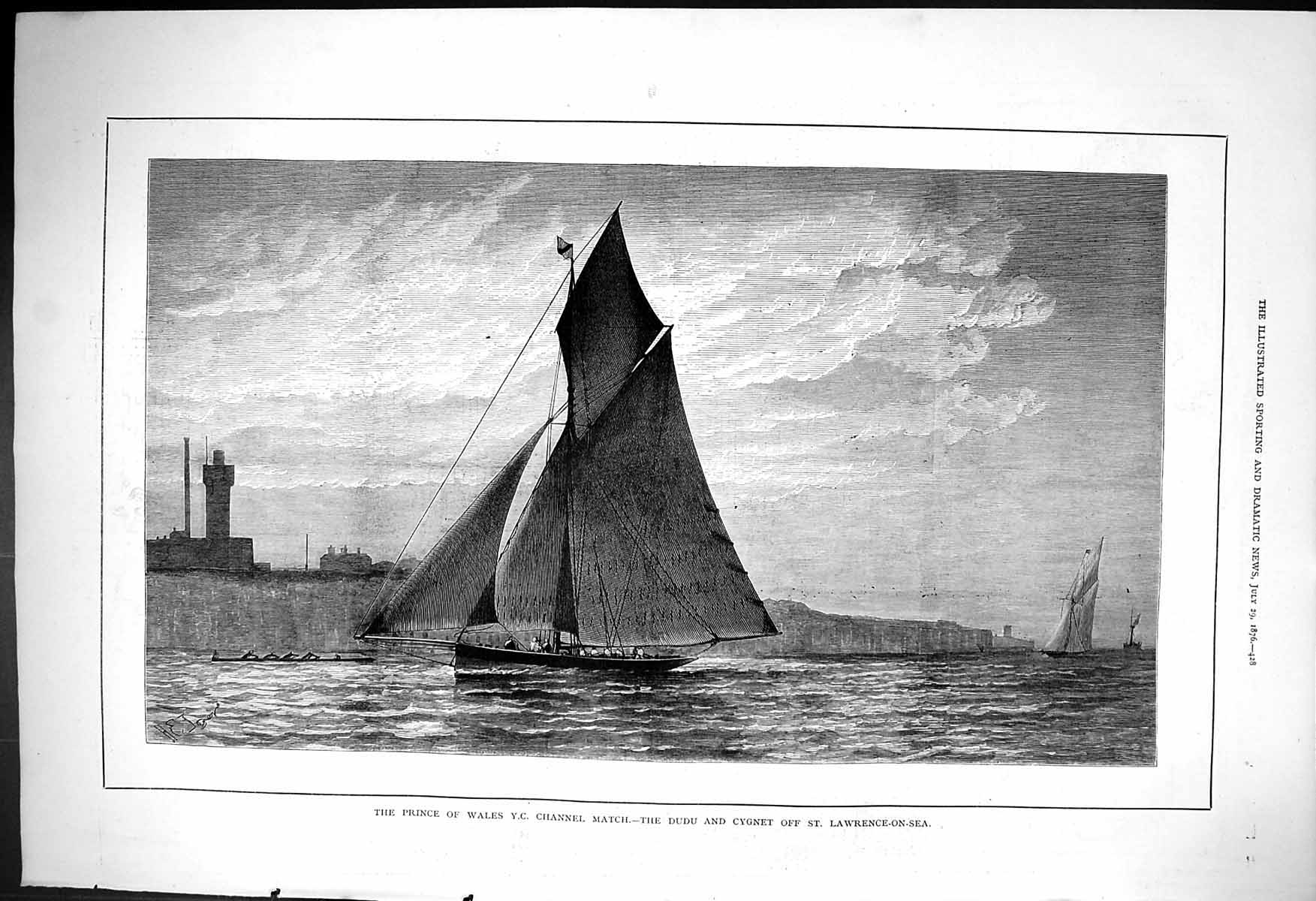 Old 1876 Prince Wales Y.C. Channel Match Dudu Cygnet St. Lawrence-On- Victorian