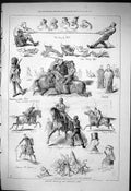 Old Print 1876 Athletic Sports Wimbledon Camp Tug War Horses Tent Peggin 19th