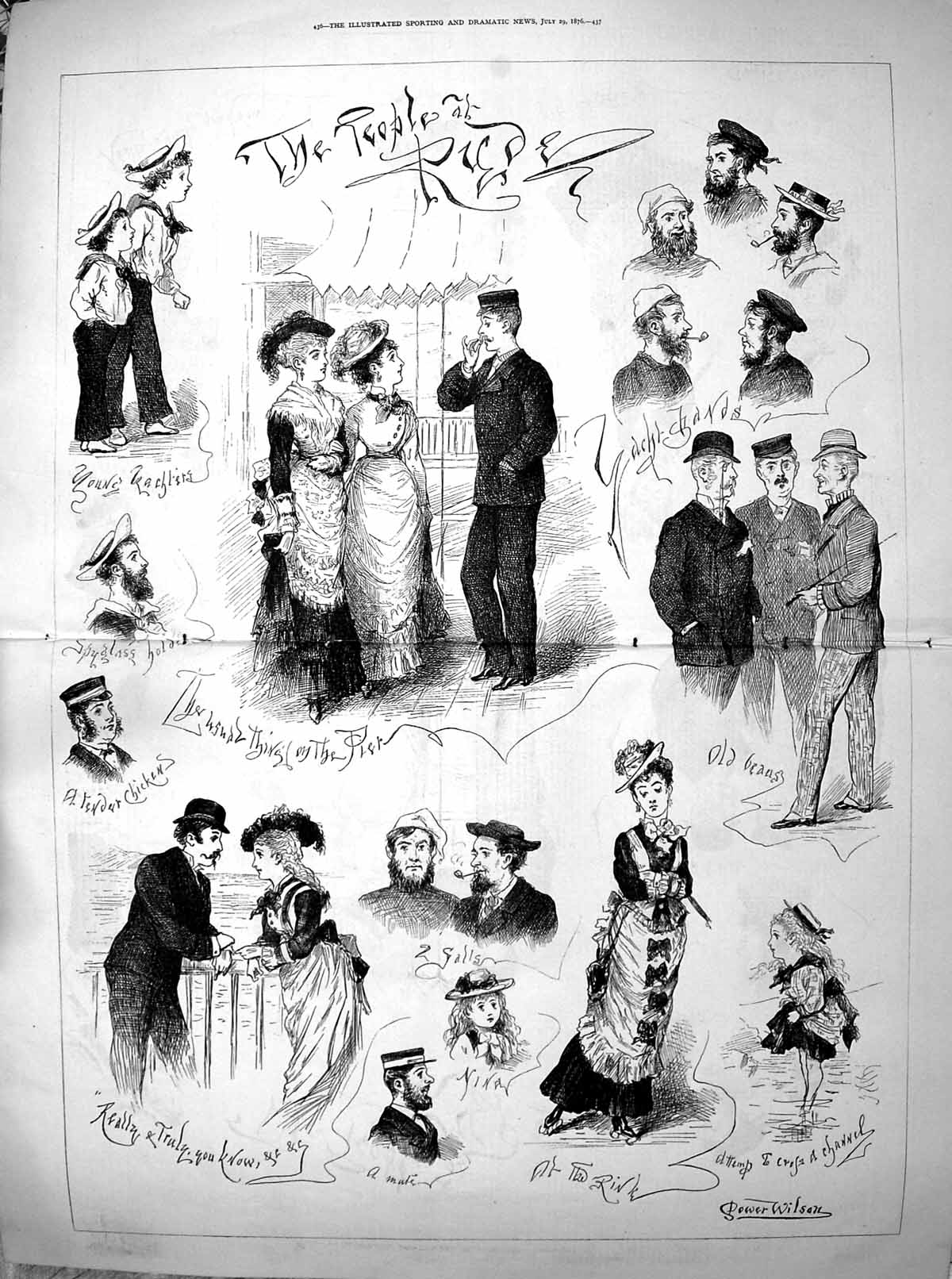 Old 1876 People Seaside Ryde Ice Skating Rink Romance Pier ChildrenVictorian