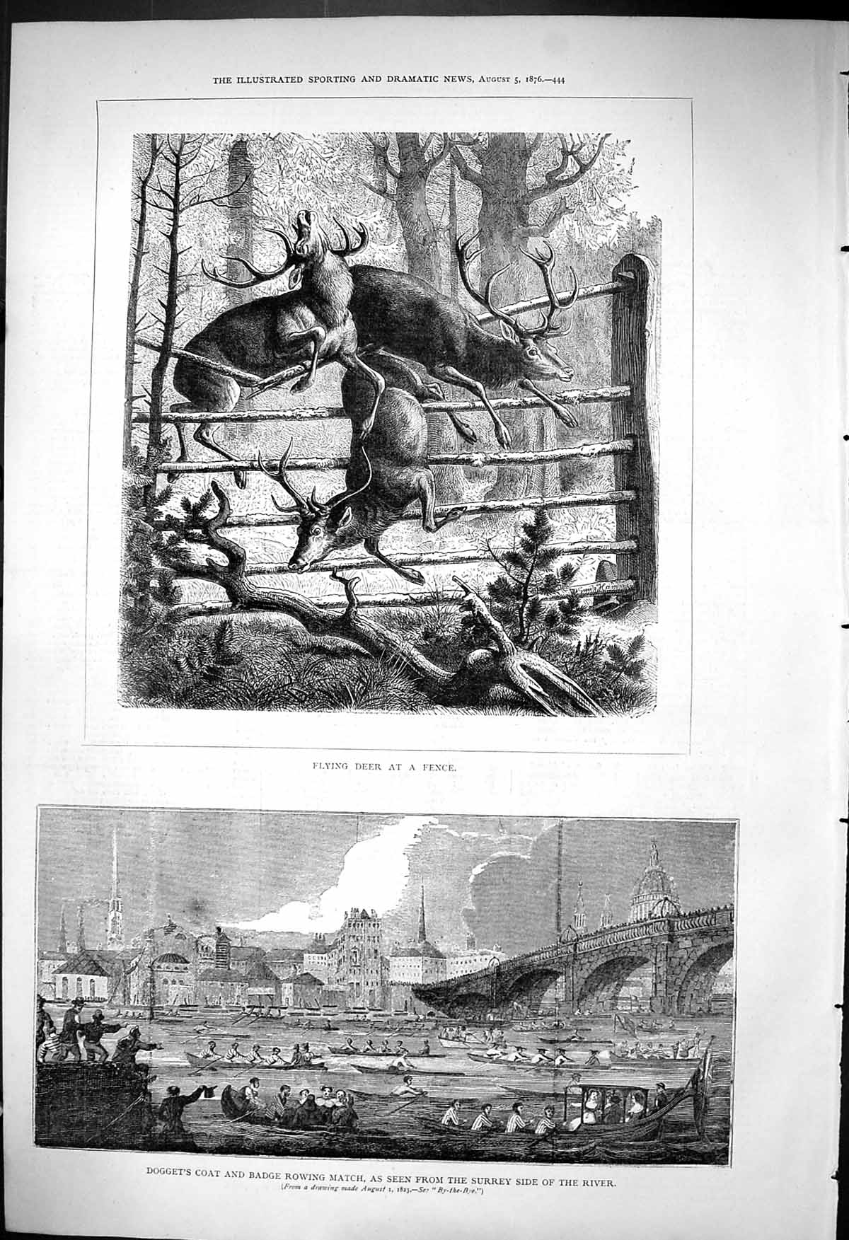 Old 1876 Flying Deer Fence Stag Dogget'S Coat Badge Rowing Match Surr Victorian