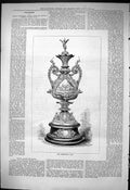 Original Old Antique Print 1876 Brighton Cup Trophy Prize 19th