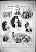 Original Old Antique Print 1876 Bravo Mystery Theatre Bedford Hotel Fox Actors