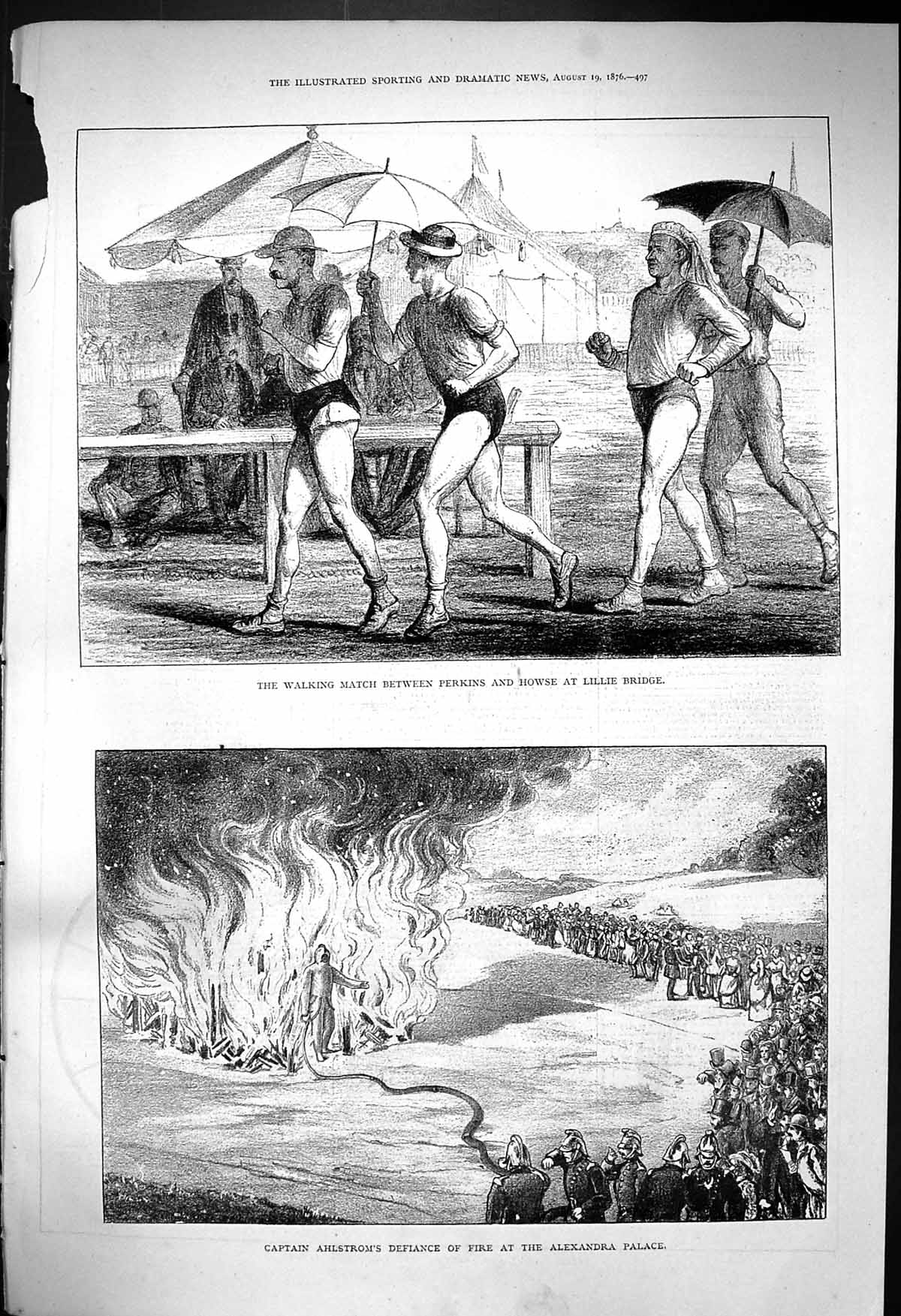Old 1876 Walking Match Perkins Howse Lillie Bridge Captain Ahlstrom A Victorian