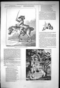 Antique Old Print 1876 Beautiful Woman Watering Can Man Horse Sketch Bunbury