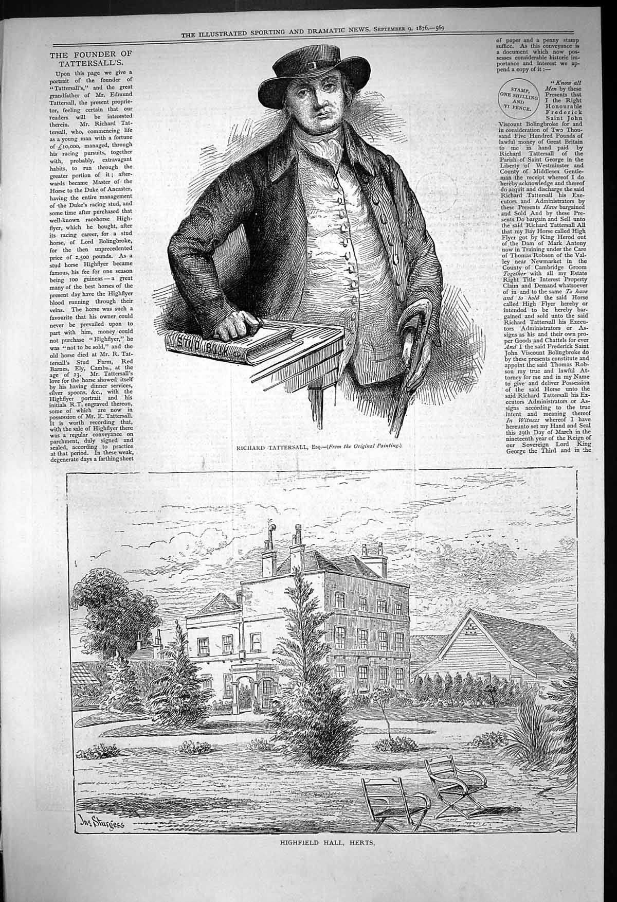 Old 1876 Portrait Richard Tattersall Highfield Hall Herts Architectur Victorian