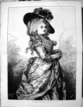 Old Print 1876 Portrait Mrs Rousby Missing Gainsborough Beautiful Woman 19th
