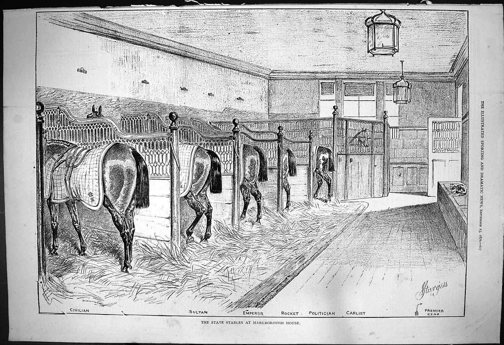 Old 1876 Horses Stables Marlborough House Sultan Emperor Rocket Polit Victorian