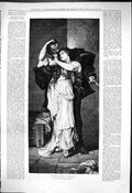 Original Old Antique Print 1876 Scene Faust Theatre Man Lady Romance Victorian