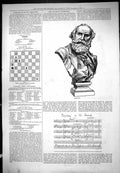 Old Antique Print Charles Gounod Requiem Music Bust Salmon Fisheries 1876 19th