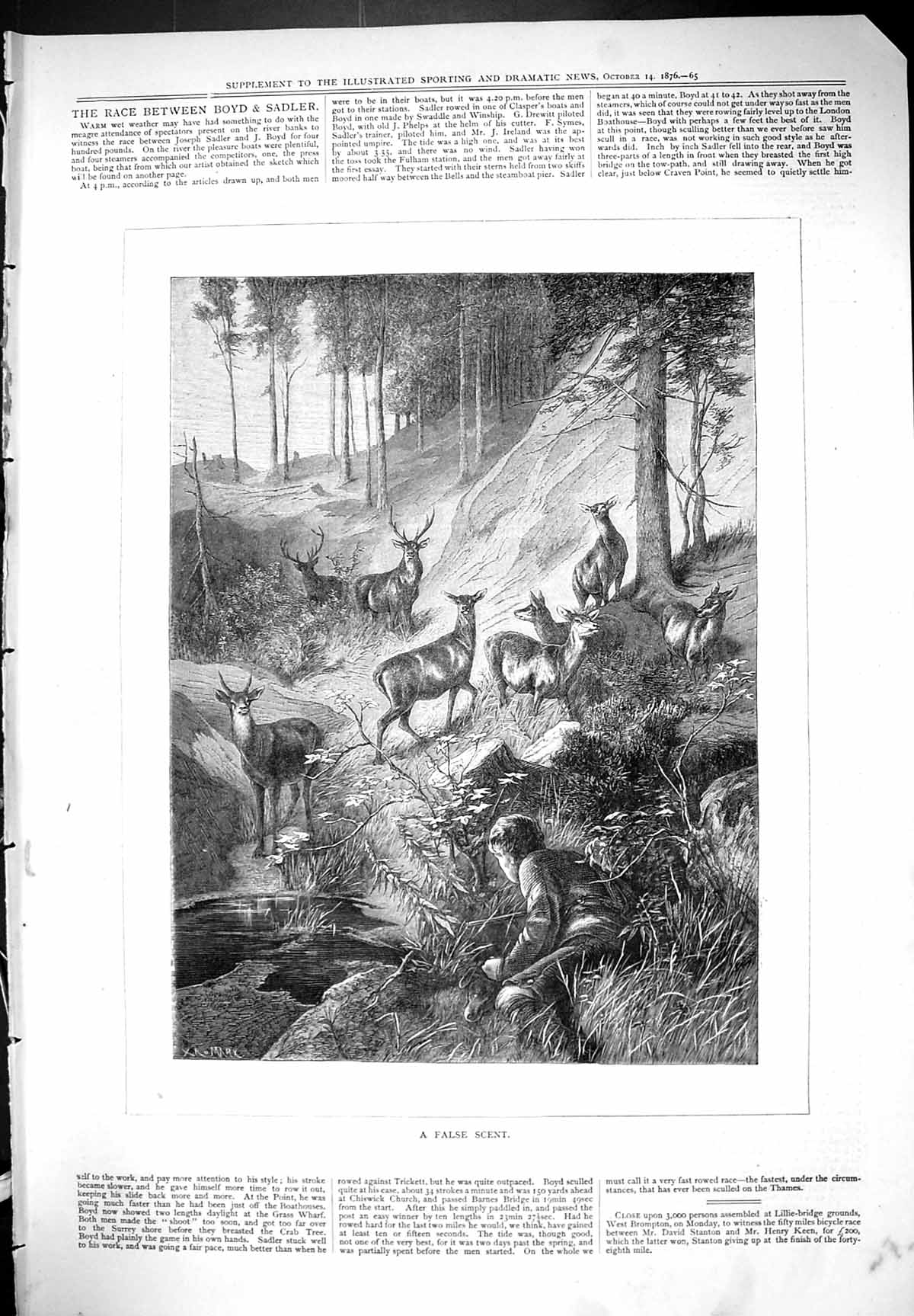 Old False Scent Deer Animals Hunting Sport Forest Outdoor Scene 1876 Victorian