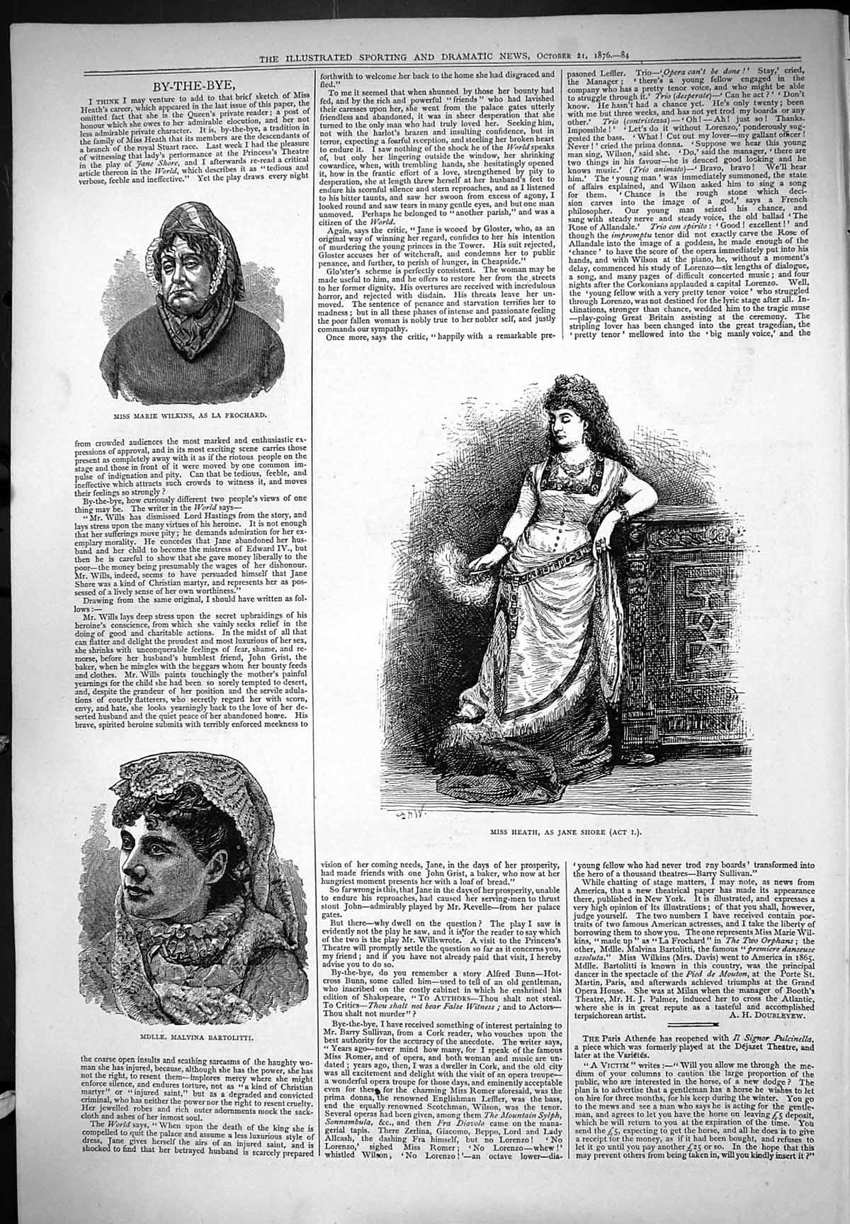 Old By Bye Wilkins Frochard Malvina Bartolitti Heath Jane Shore 1876 Victorian