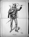 Original Old Antique Print Theatre Actor Fancy Costume 1876 Stretch 0 Victorian