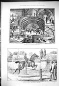 Old Sketches Marble Skating Rink Hunting Horse Jumping Sturgess 1876 Victorian