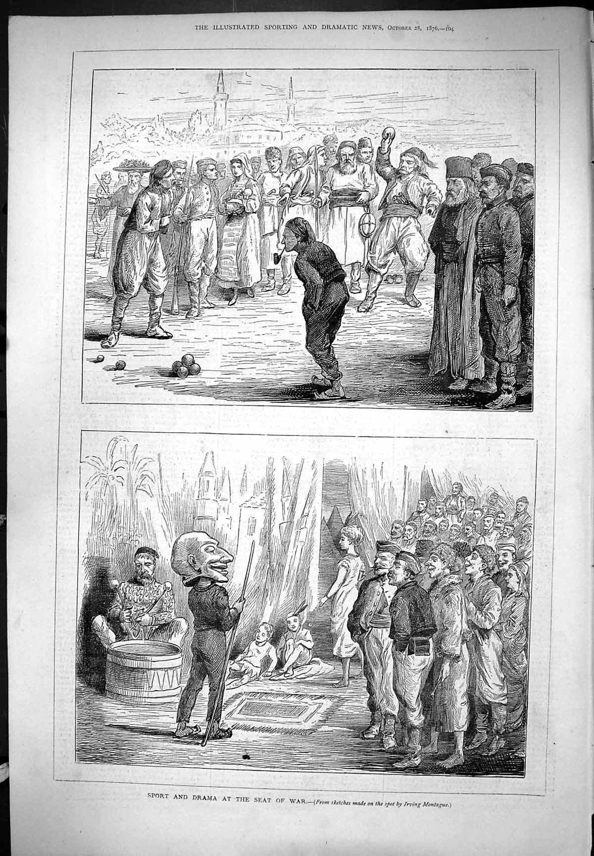 Antique Old Print Sport Drama At The Seat War Sketches 1876 Irving Montague
