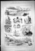 Original Old Antique Print International Regatta Row Boat Race Sport 1876 19th