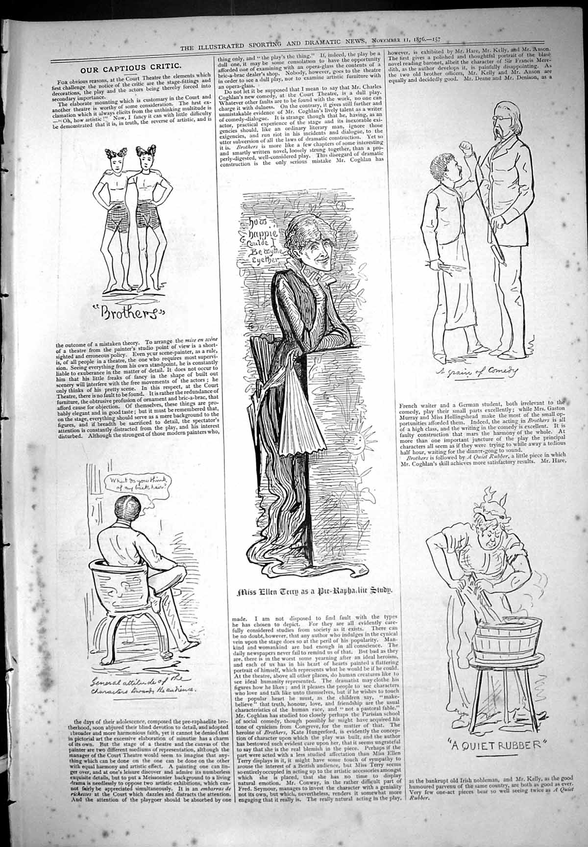 Old Captious Critic Theatre 1876 Kelly Miss Ellen Terry Coghlan Hare Victorian