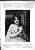 Antique Old Print Desdemona Beautiful Woman Crying Sad Emotional Upset 1876