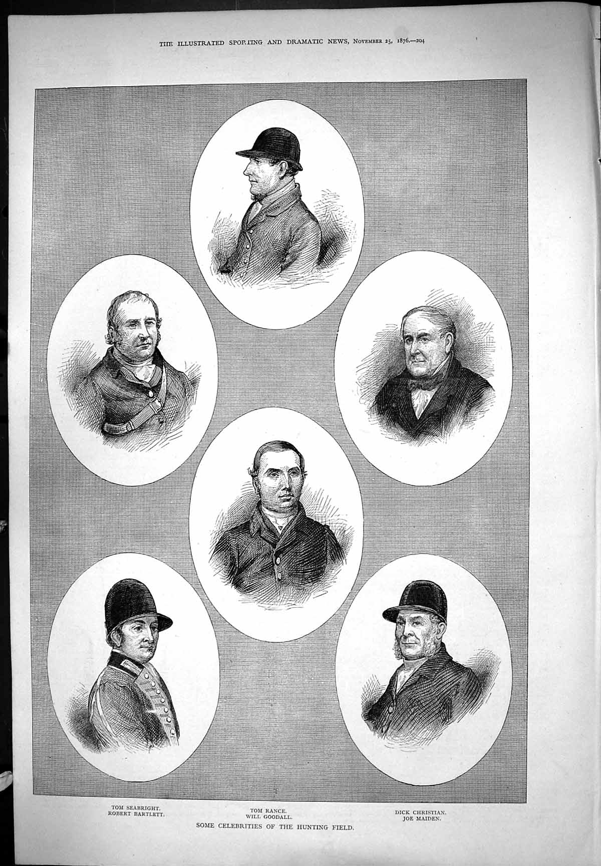 Old Print Hunting 1876 Seabright Bartlett Rance Goodall Christian Maiden 19th
