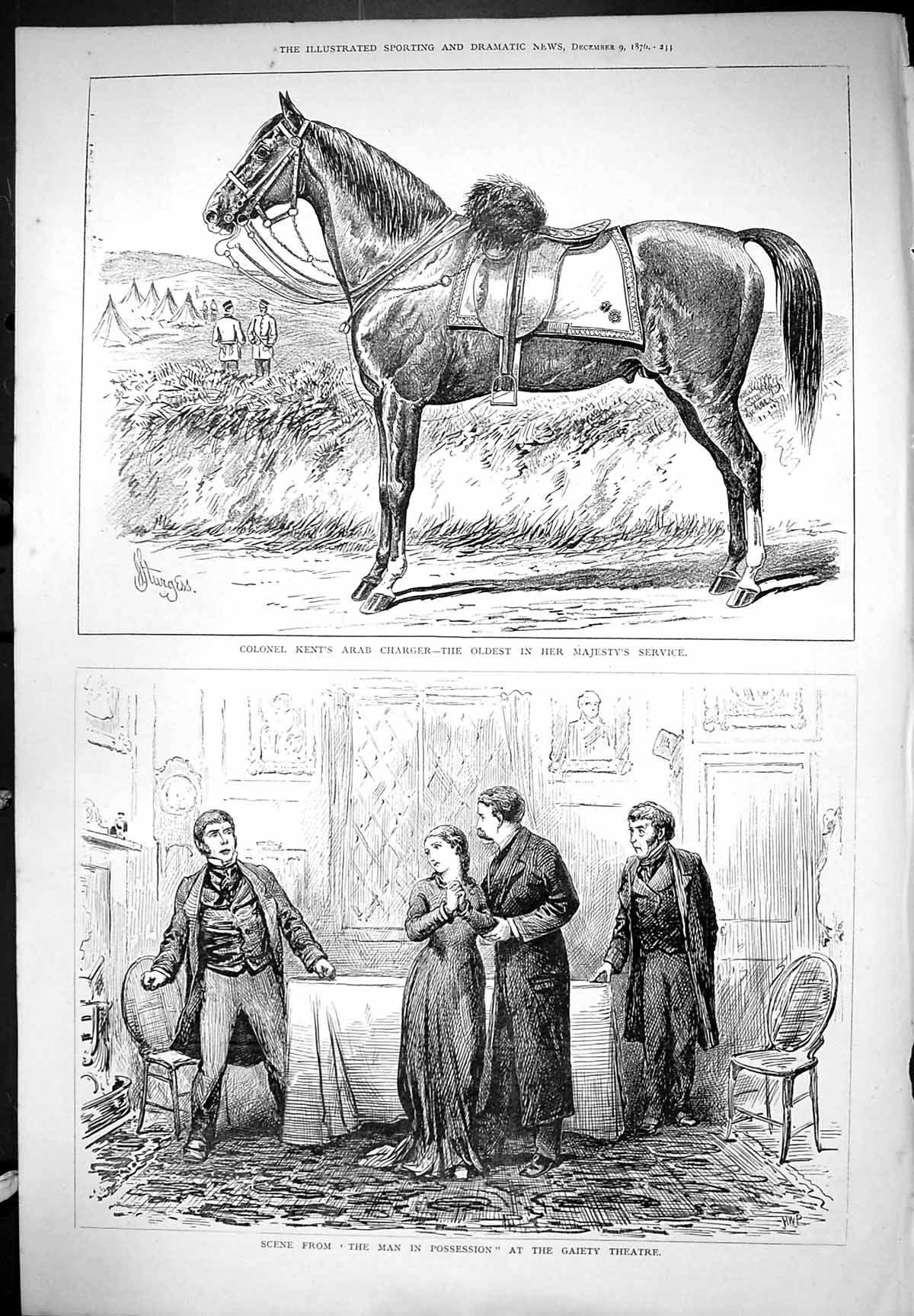 Old Colonel Kent Arab Charger Horse 1876 Sturgess Gaiety Theatre Scen Victorian