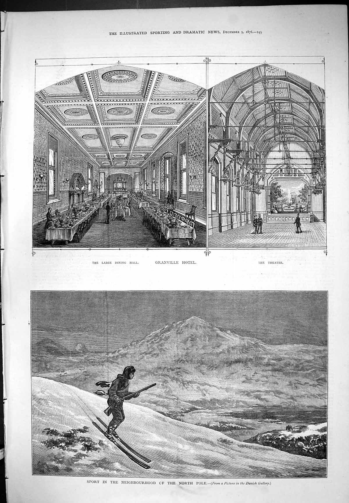 Old North Pole Sport Skiing Granville Hotel Theatre Dining Hall 1876 Victorian