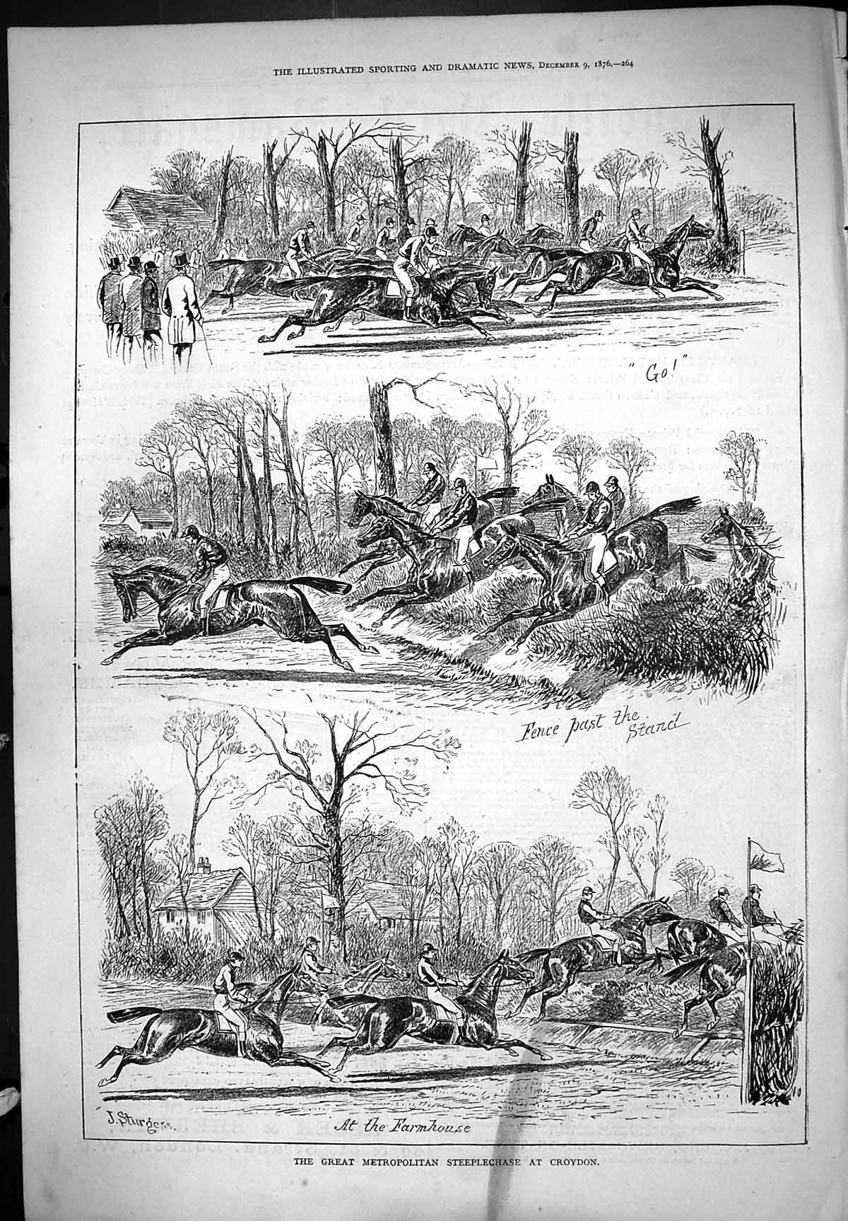 Old Great Metropolitan Steeplechase Croydon Horse Racing 1876 Sturges Victorian