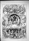 Original Old Antique Print Twelfth Night Reveals 1876 Smith Drawing Victorian