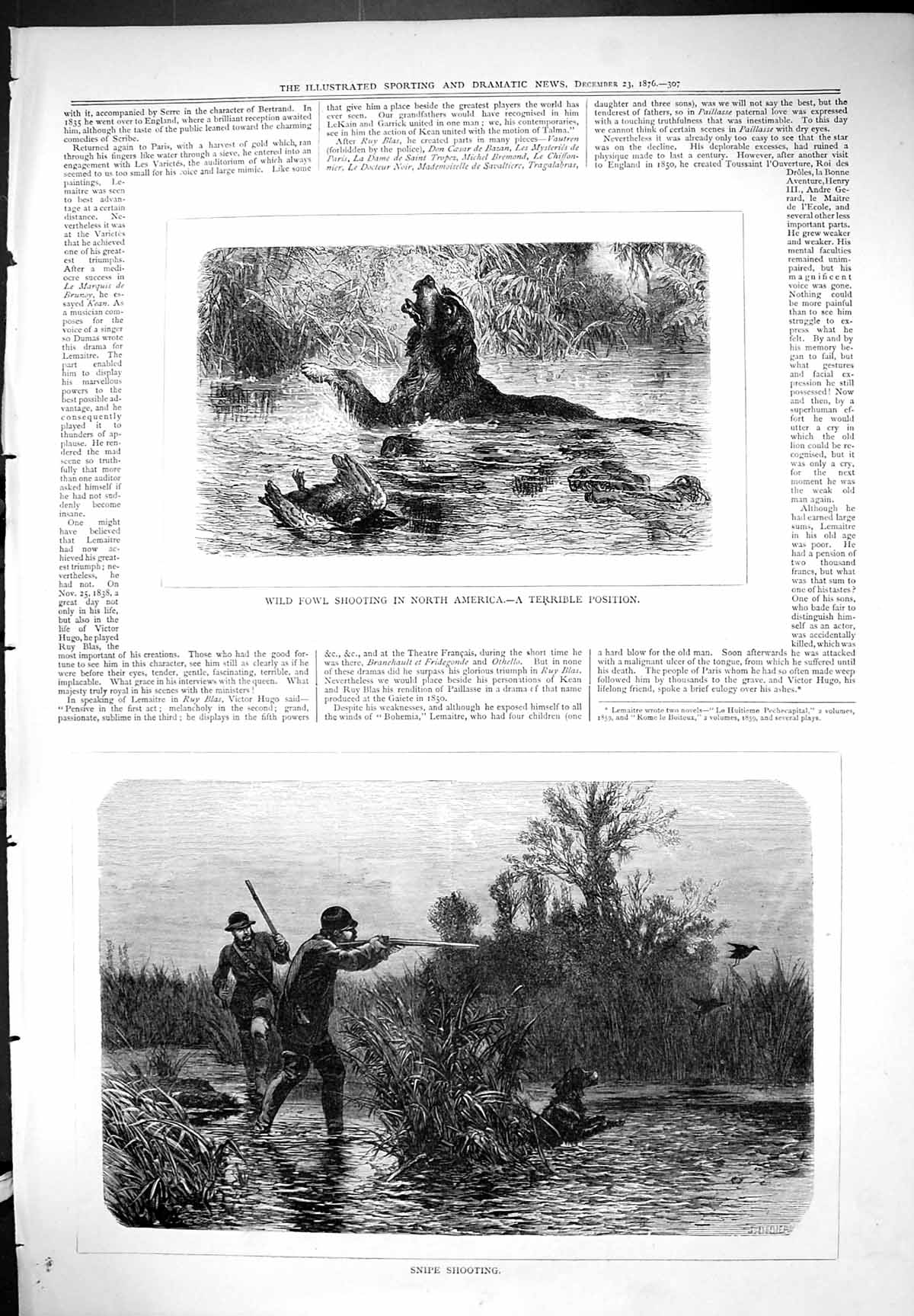Antique Old Print Wild Fowl Shooting North America Snipe Sport Hunting 1876