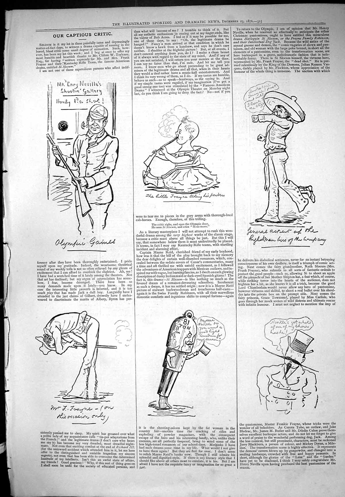 Old Captious Critic Theatre 1876 Olympic Games Frayne Neville Shootin Victorian