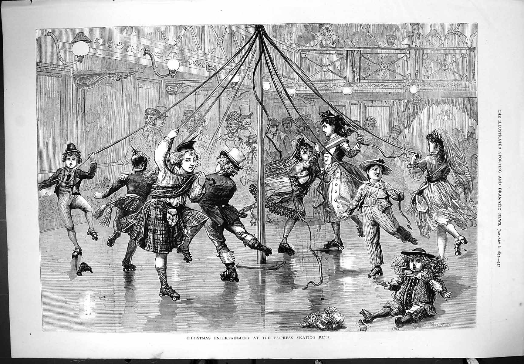 Old Christmas Entertainment Empress Skating Rink Young Children 1877 Victorian