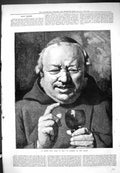 Original Old Antique Print Monk Happy New Year Celebration Sermon At Feast 1877