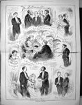 Original Old Antique Print Seasonable Sketches Ballroom Men Women 1877 Wilson