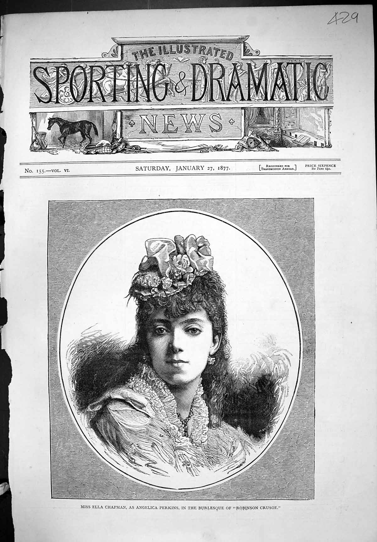 Old Miss Ella Chapman Angelica Perkins Burlesque Robinson Crusoe 1877 Victorian