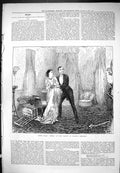 Original Old Antique Print Peril Scene Prince Wales Theatre Man Woman